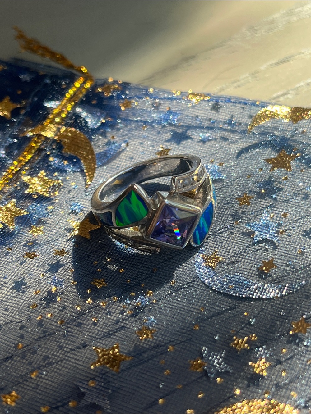 Opal & Amethyst Ring / Size 8